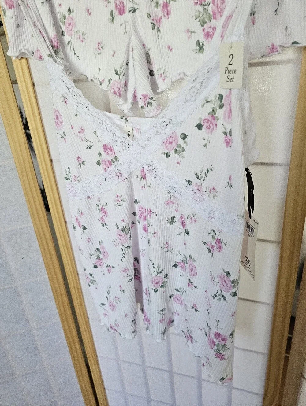 Laura Ashley 2pc Rob Knit Floral Cami Short Set